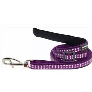 Red Dingo L6-RB-PU-SM Dog Lead Reflective Purple Bones, Small